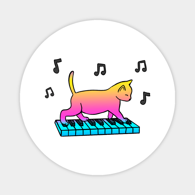 Piano Cat Magnet by Kelly Louise Art